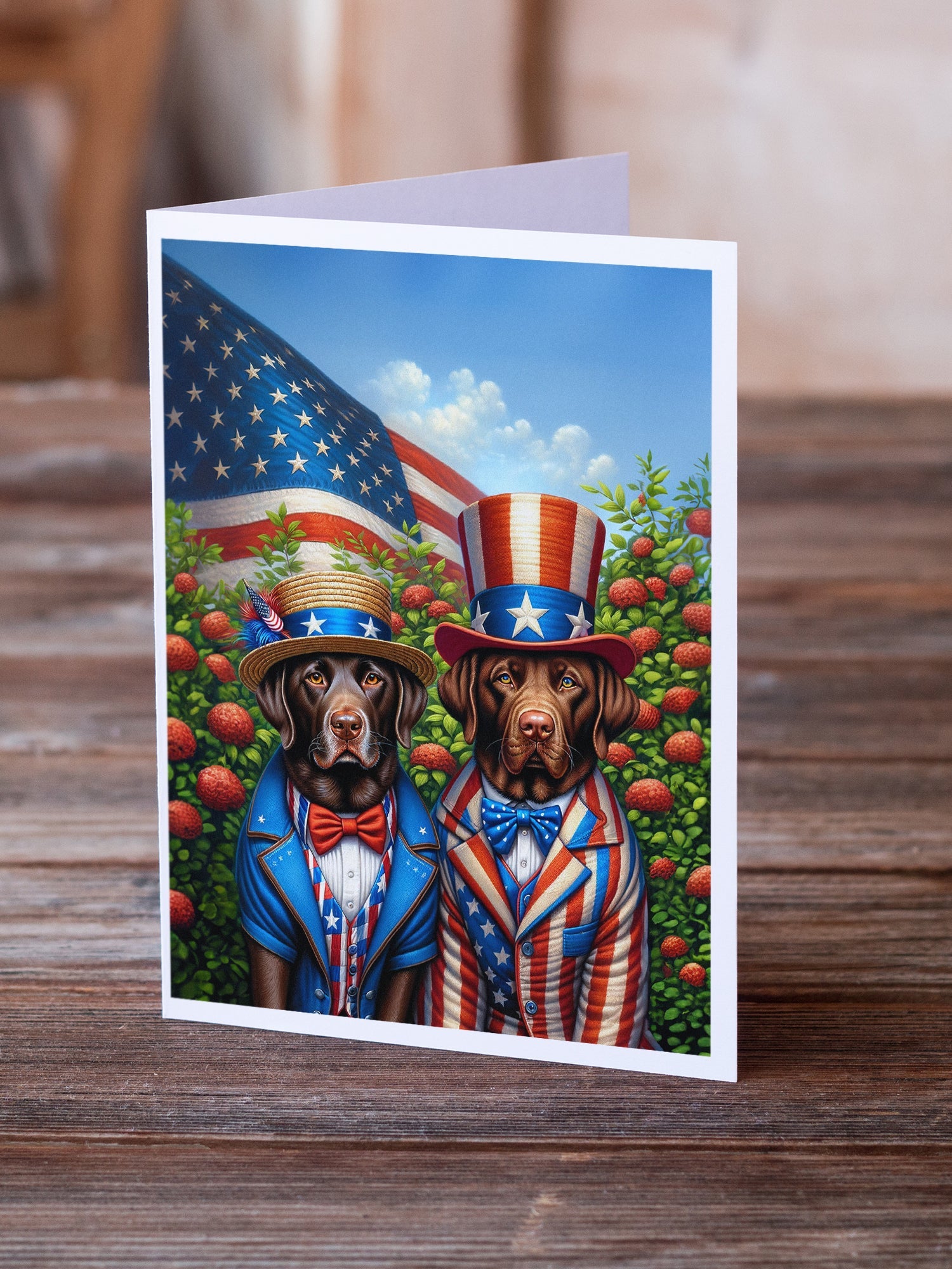 All American Labrador Retriever Greeting Cards Pack of 8 Blank Cards with Envelopes Whimsical A7 Size 5x7