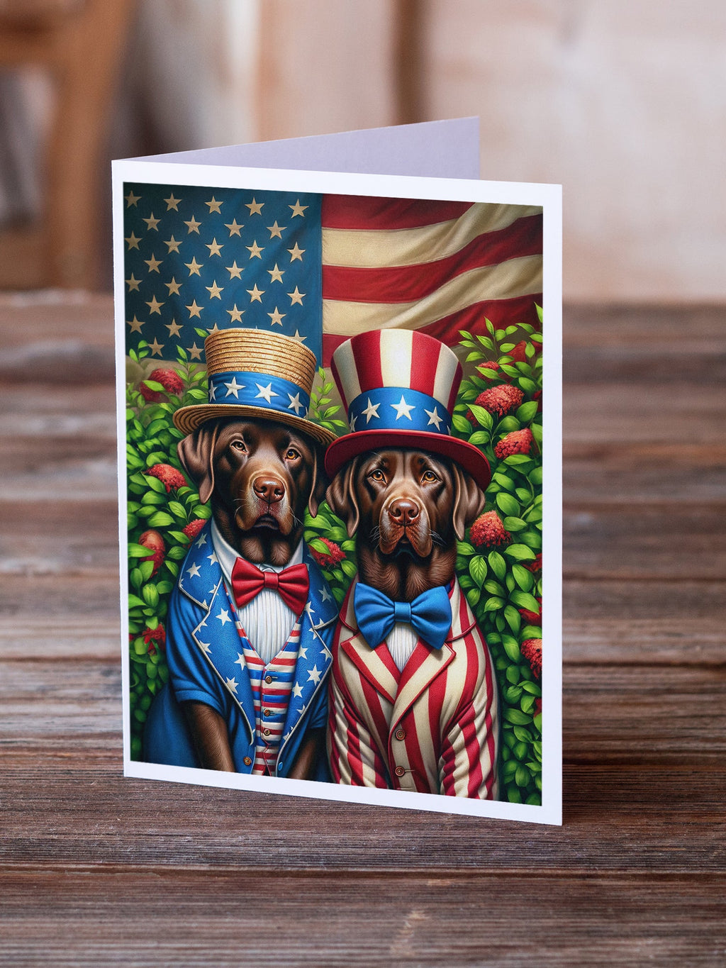 All American Labrador Retriever Greeting Cards Pack of 8 Blank Cards with Envelopes Whimsical A7 Size 5x7