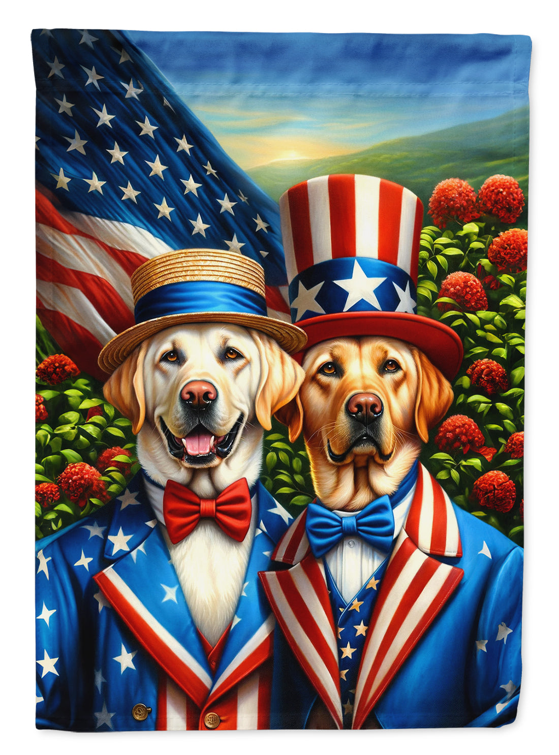 All American Labrador Retriever House Flag 28x40 Porch Sleeve Pole Decorative Outside Yard Banner Artwork Wall Hanging, Polyester