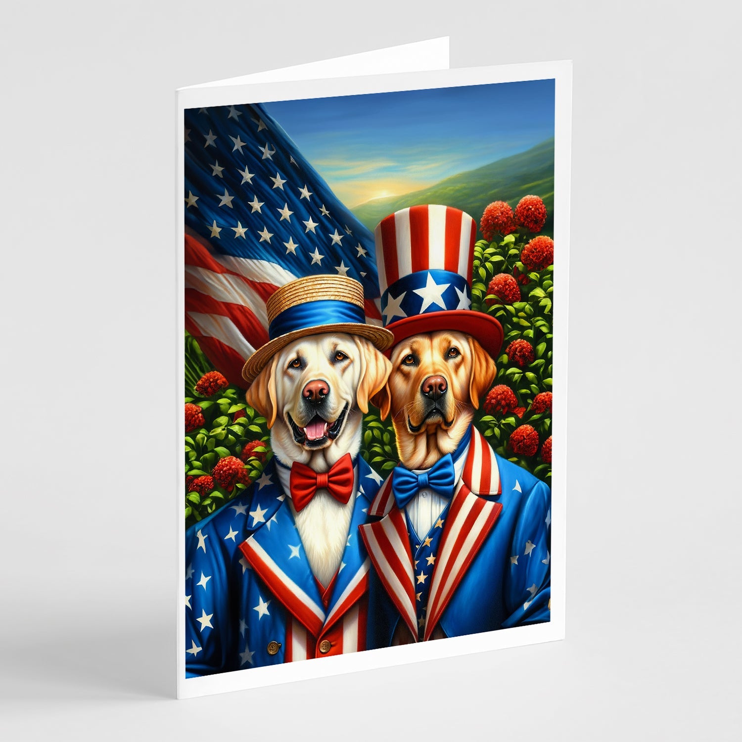 All American Labrador Retriever Greeting Cards Pack of 8 Blank Cards with Envelopes Whimsical A7 Size 5x7
