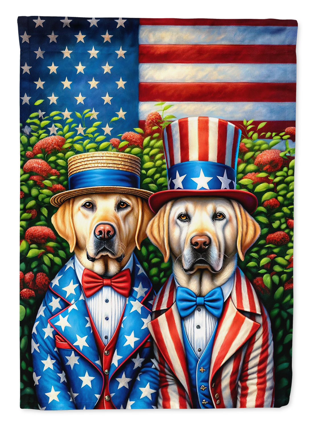 All American Labrador Retriever House Flag 28x40 Porch Sleeve Pole Decorative Outside Yard Banner Artwork Wall Hanging, Polyester