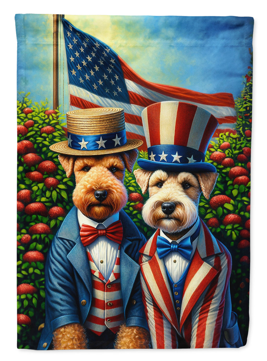 All American Lakeland Terrier House Flag 28x40 Porch Sleeve Pole Decorative Outside Yard Banner Artwork Wall Hanging, Polyester