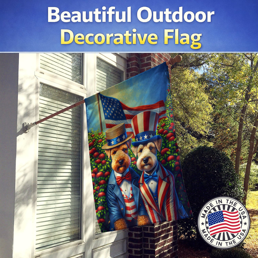 All American Lakeland Terrier House Flag 28x40 Porch Sleeve Pole Decorative Outside Yard Banner Artwork Wall Hanging, Polyester