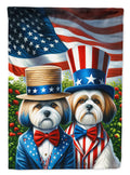All American Lhasa Apso House Flag 28x40 Porch Sleeve Pole Decorative Outside Yard Banner Artwork Wall Hanging, Polyester