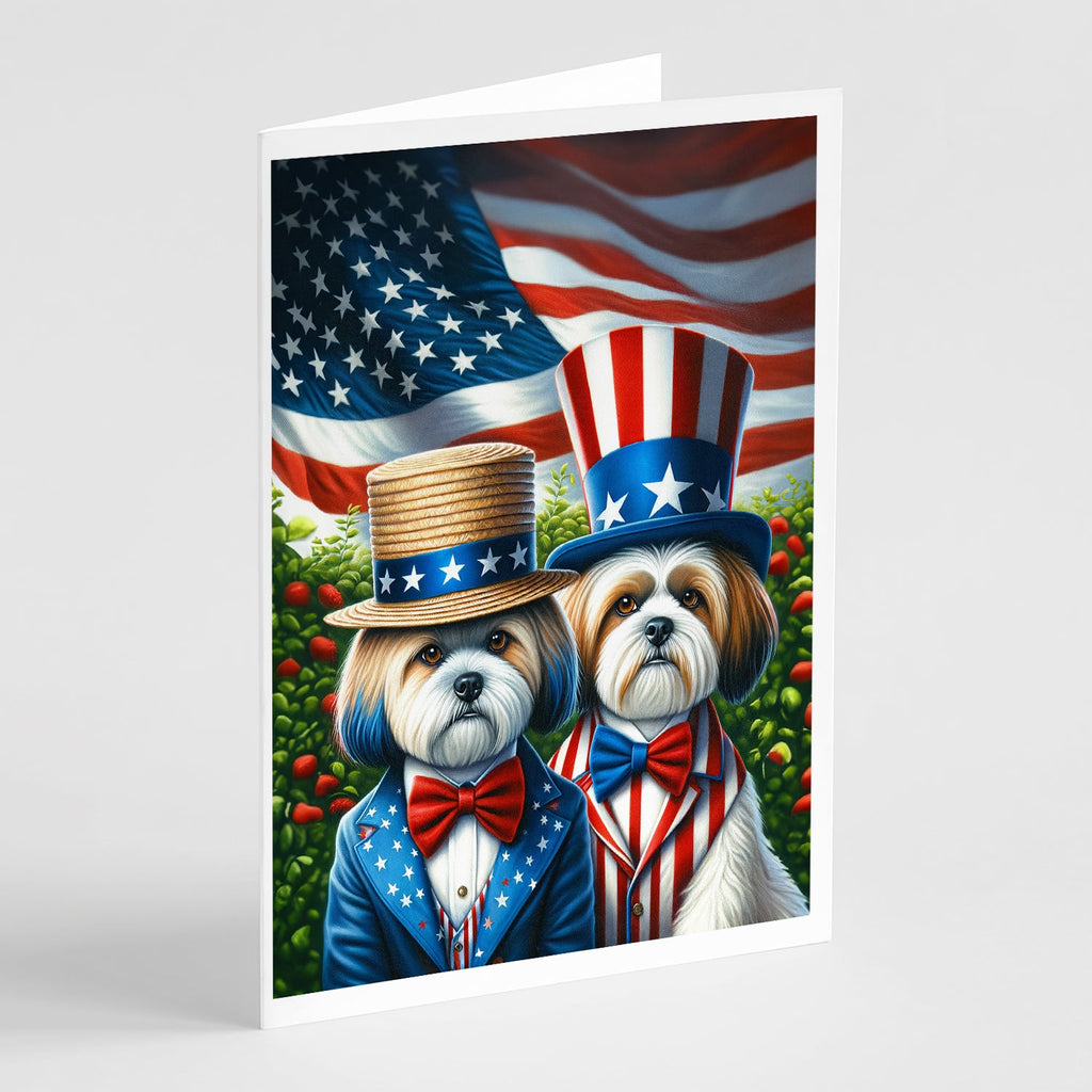 All American Lhasa Apso Greeting Cards Pack of 8 Blank Cards with Envelopes Whimsical A7 Size 5x7