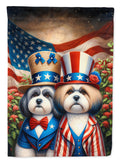 All American Lhasa Apso House Flag 28x40 Porch Sleeve Pole Decorative Outside Yard Banner Artwork Wall Hanging, Polyester