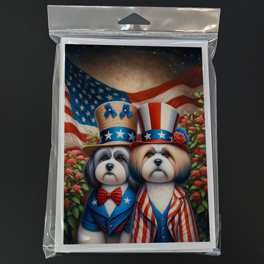 All American Lhasa Apso Greeting Cards Pack of 8 Blank Cards with Envelopes Whimsical A7 Size 5x7