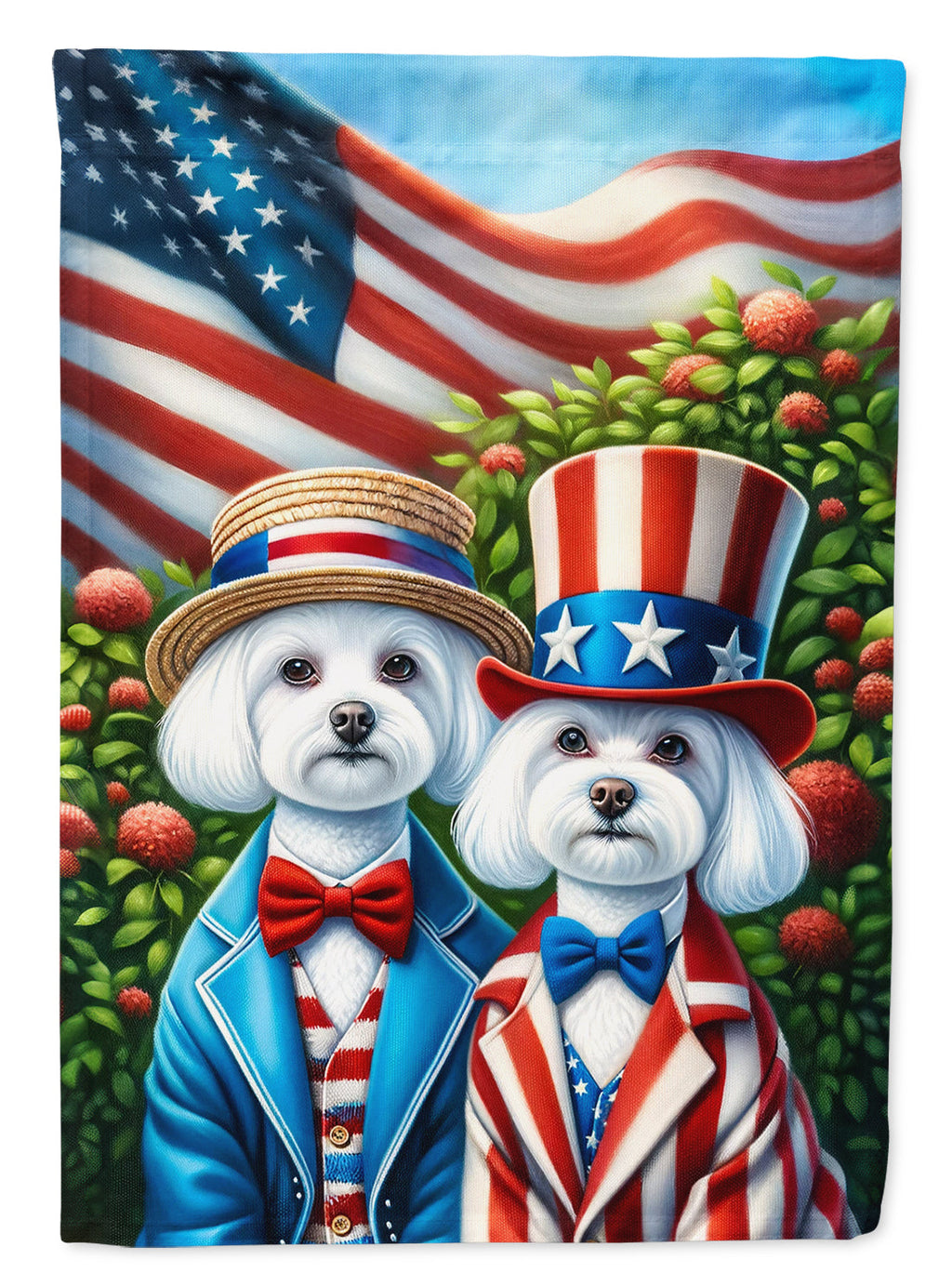 All American Maltese House Flag 28x40 Porch Sleeve Pole Decorative Outside Yard Banner Artwork Wall Hanging, Polyester