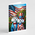 All American Maltese Greeting Cards Pack of 8 Blank Cards with Envelopes Whimsical A7 Size 5x7