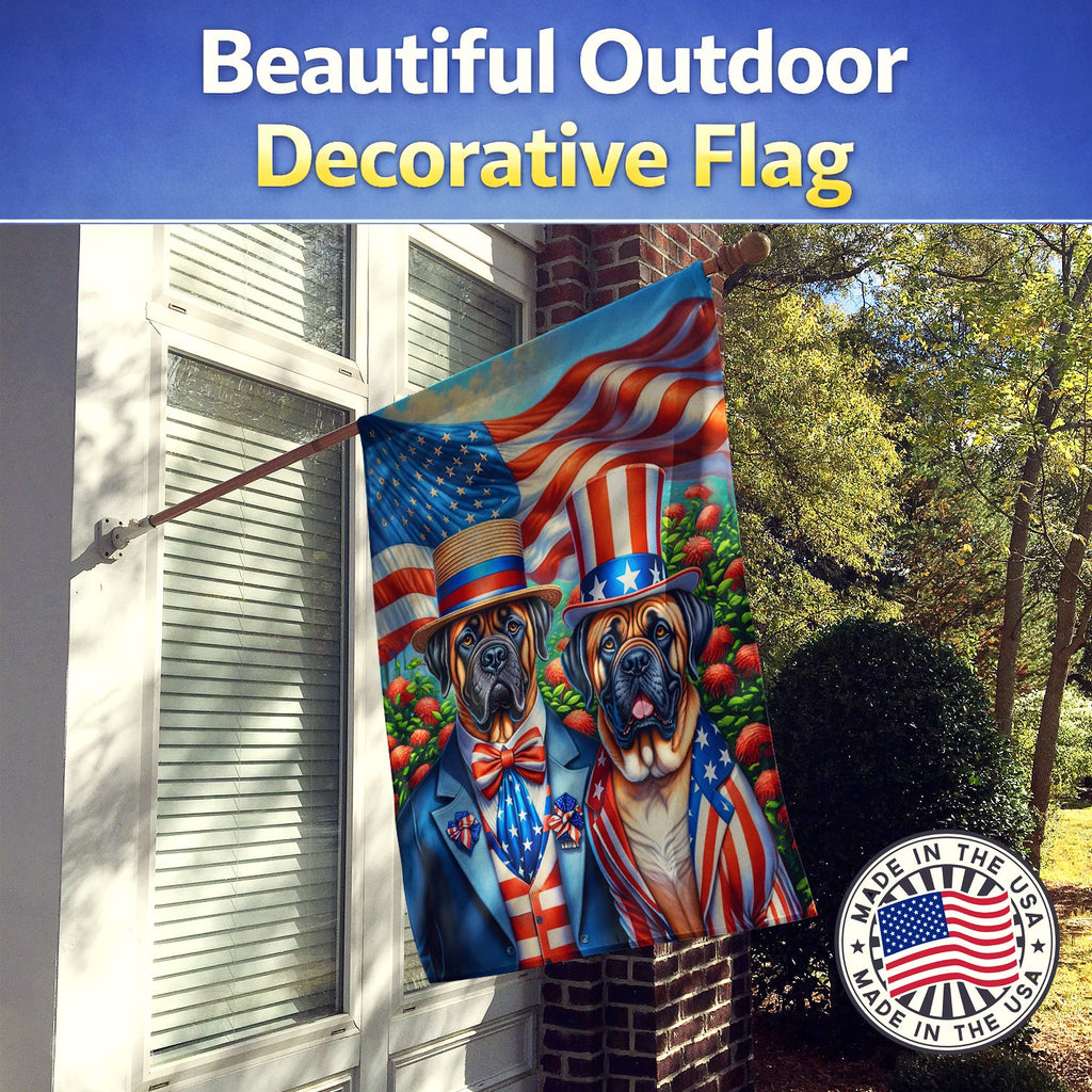 All American Mastiff House Flag 28x40 Porch Sleeve Pole Decorative Outside Yard Banner Artwork Wall Hanging, Polyester