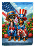 All American Miniature Pinscher House Flag 28x40 Porch Sleeve Pole Decorative Outside Yard Banner Artwork Wall Hanging, Polyester
