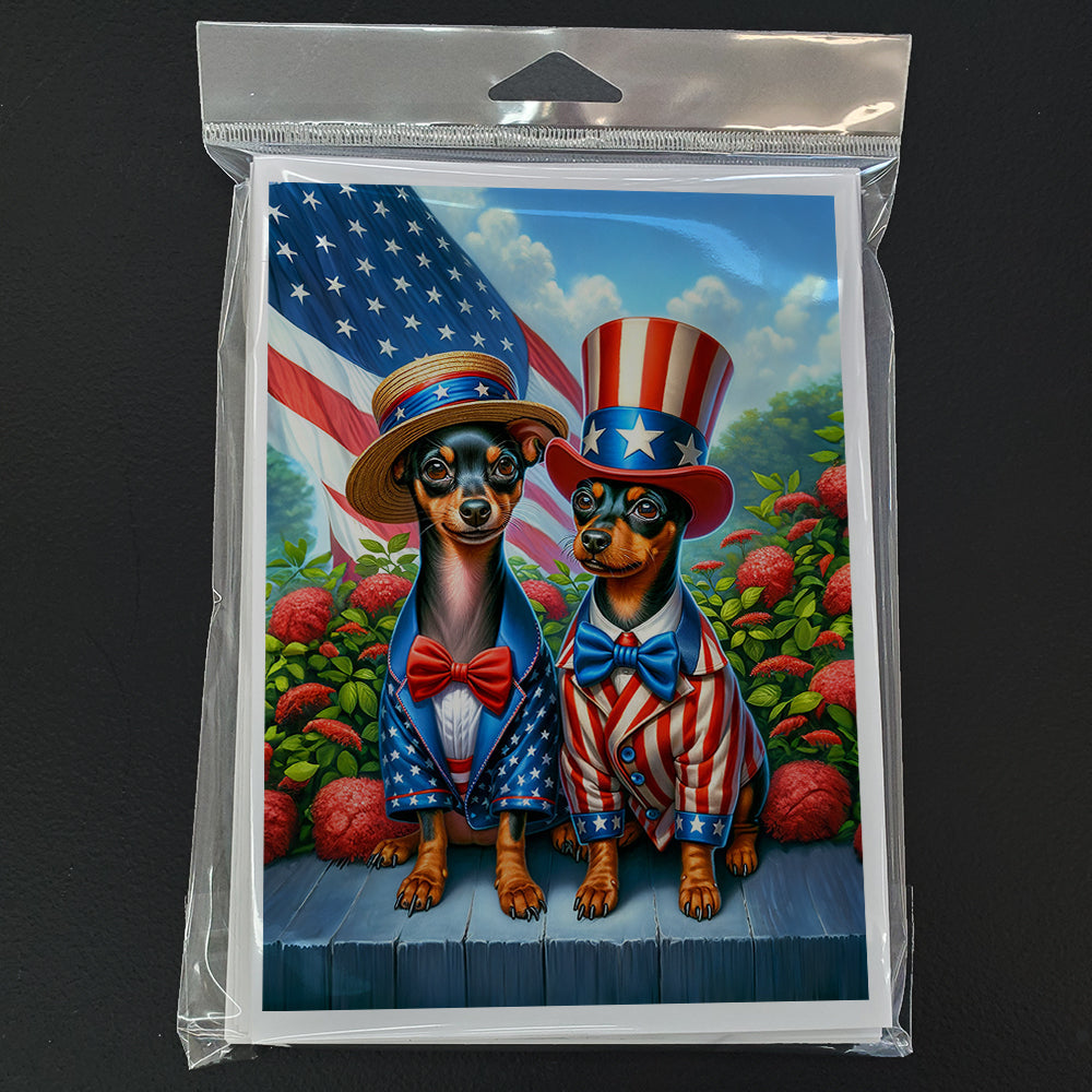 All American Miniature Pinscher Greeting Cards Pack of 8 Blank Cards with Envelopes Whimsical A7 Size 5x7