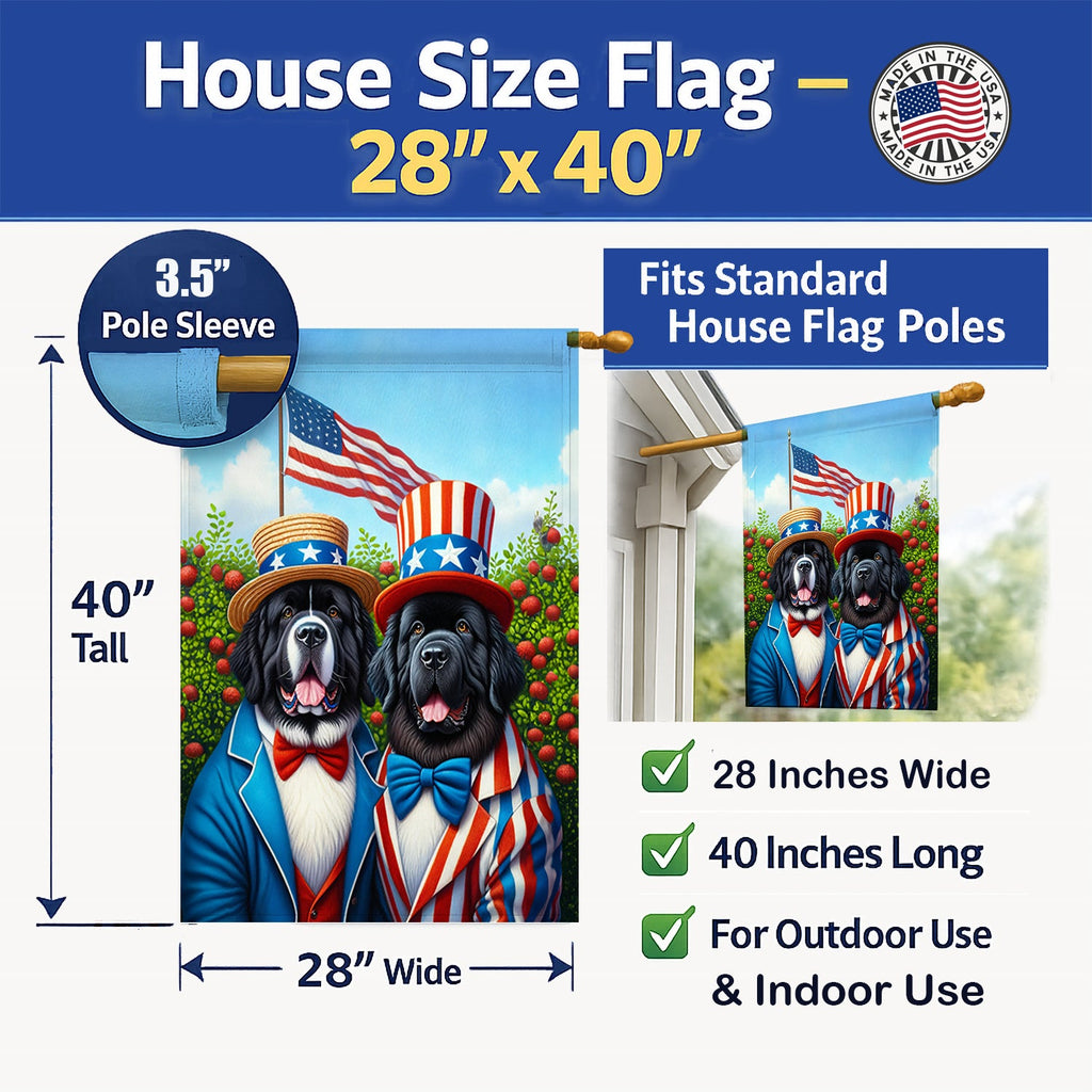 All American Newfoundland House Flag 28x40 Porch Sleeve Pole Decorative Outside Yard Banner Artwork Wall Hanging, Polyester