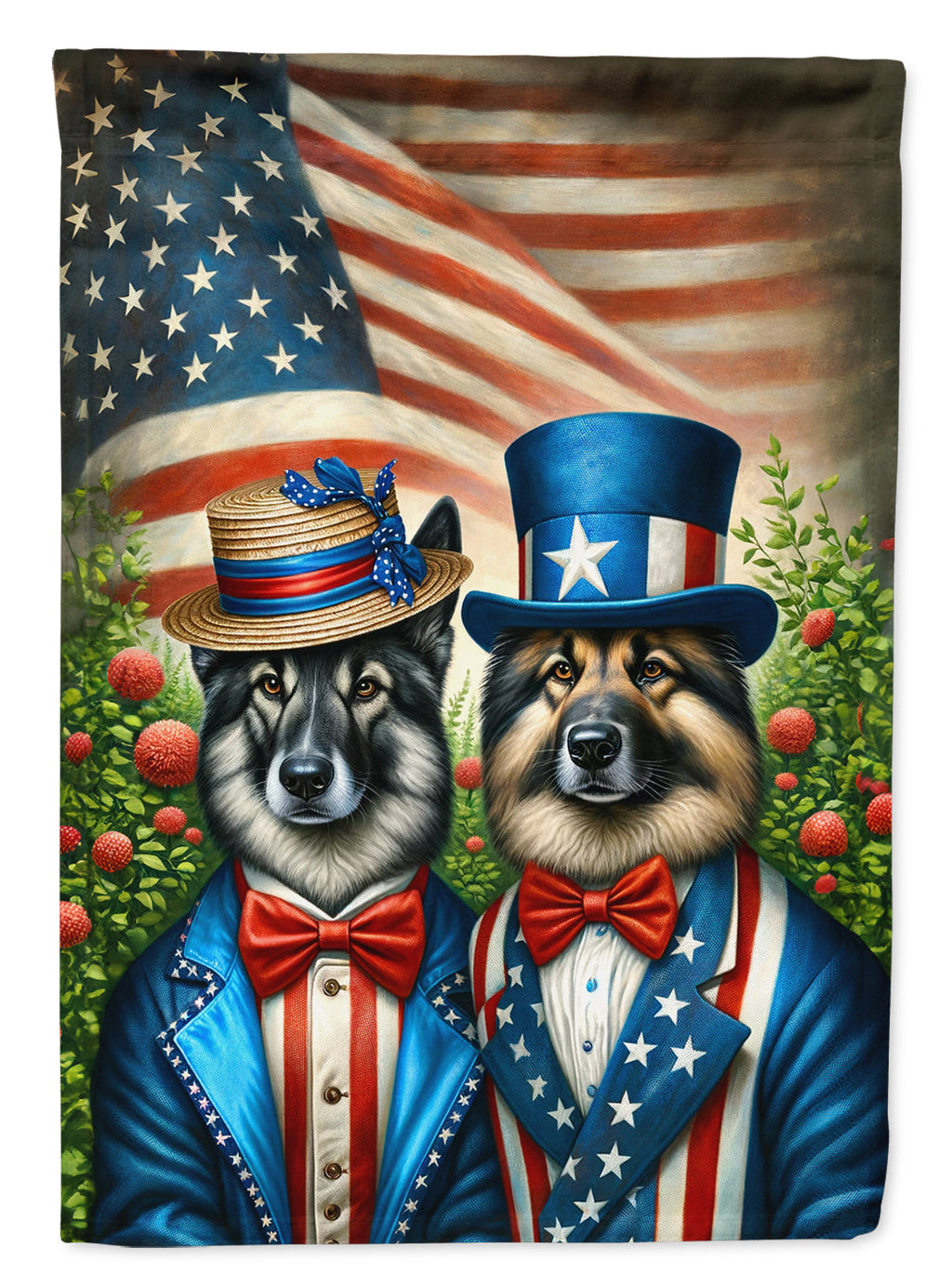 All American Norwegian Elkhound House Flag 28x40 Porch Sleeve Pole Decorative Outside Yard Banner Artwork Wall Hanging, Polyester