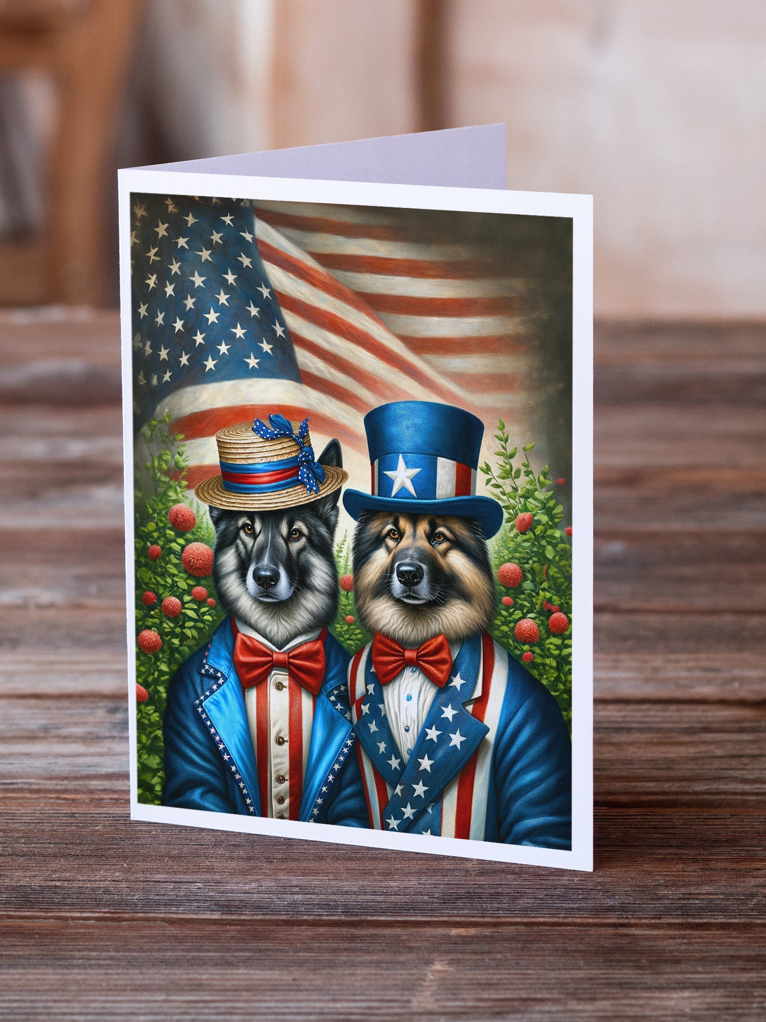 All American Norwegian Elkhound Greeting Cards Pack of 8 Blank Cards with Envelopes Whimsical A7 Size 5x7