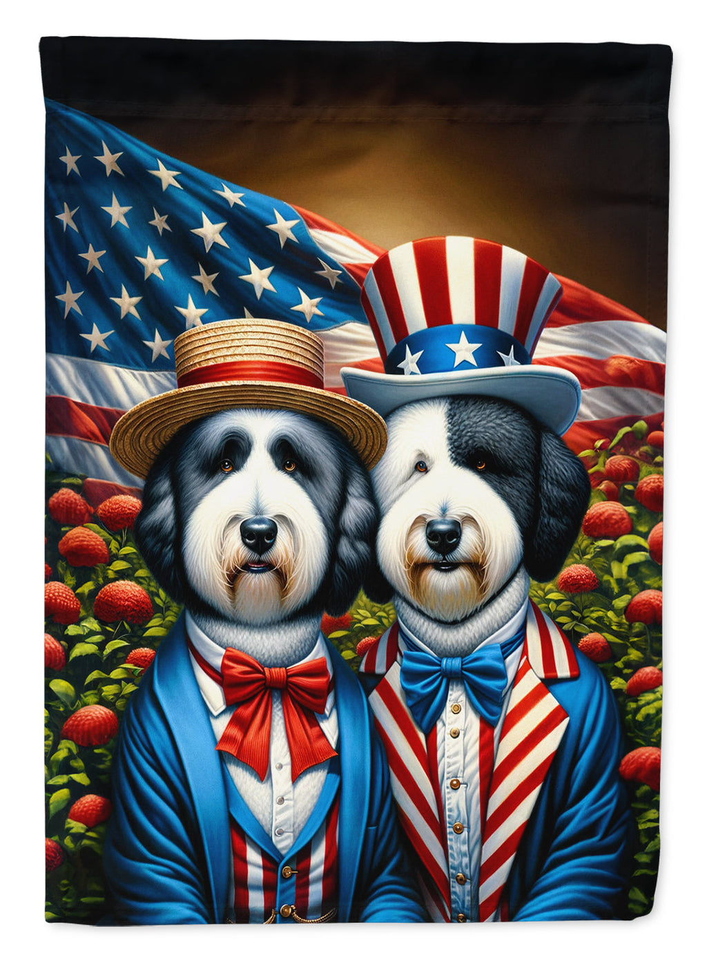 All American Old English Sheepdog House Flag 28x40 Porch Sleeve Pole Decorative Outside Yard Banner Artwork Wall Hanging, Polyester