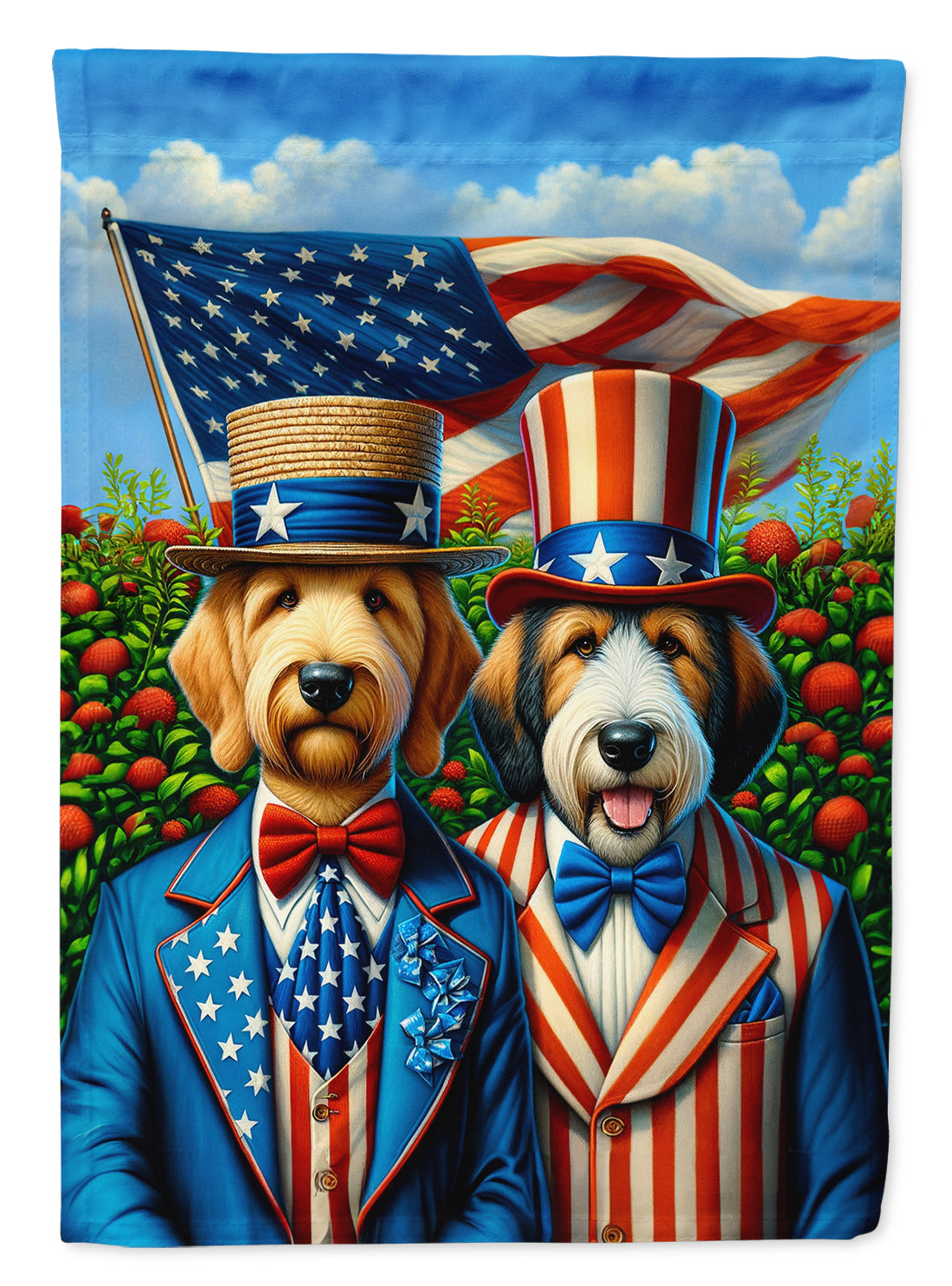 All American Otterhound House Flag 28x40 Porch Sleeve Pole Decorative Outside Yard Banner Artwork Wall Hanging, Polyester