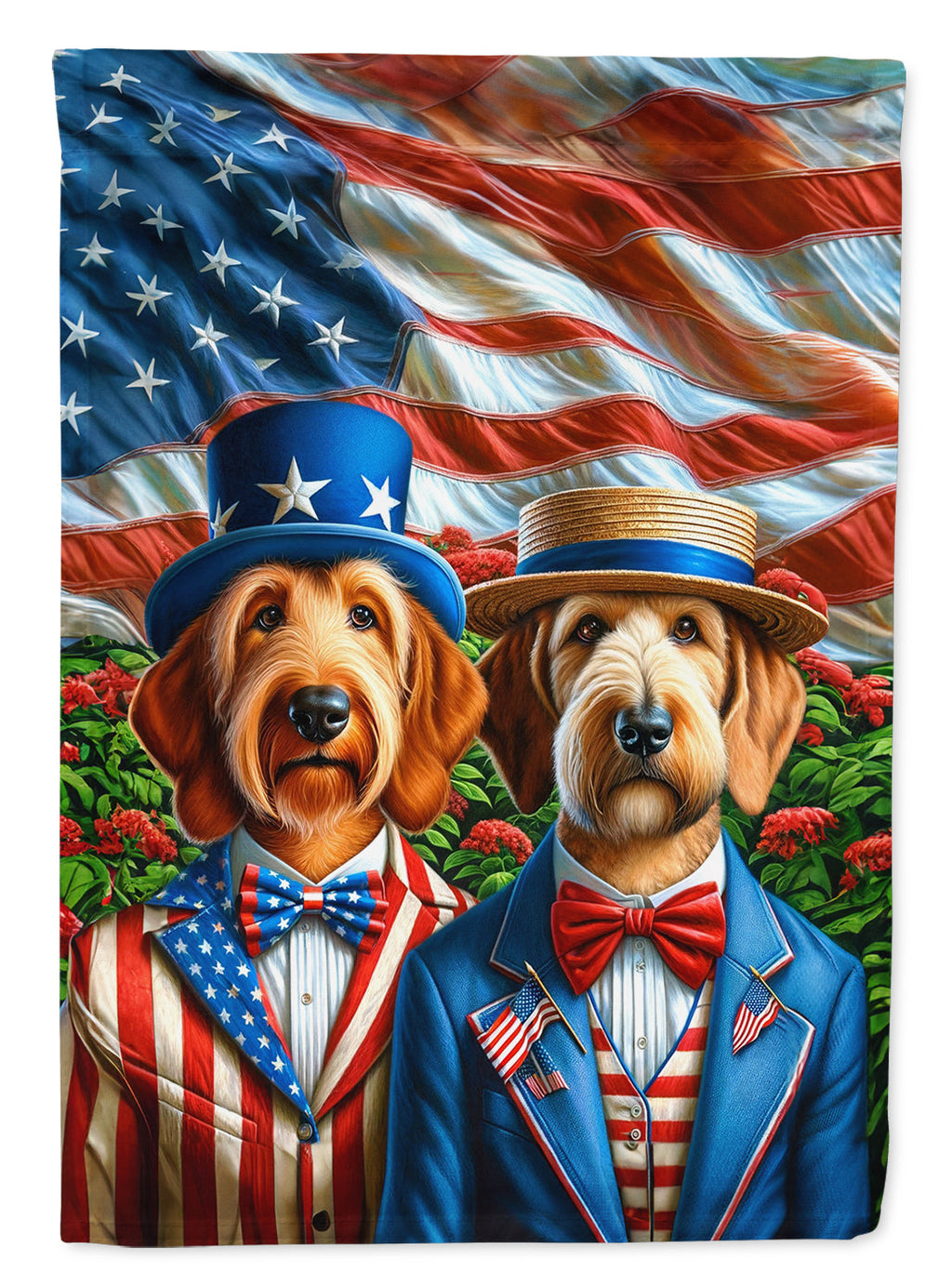 All American Otterhound House Flag 28x40 Porch Sleeve Pole Decorative Outside Yard Banner Artwork Wall Hanging, Polyester
