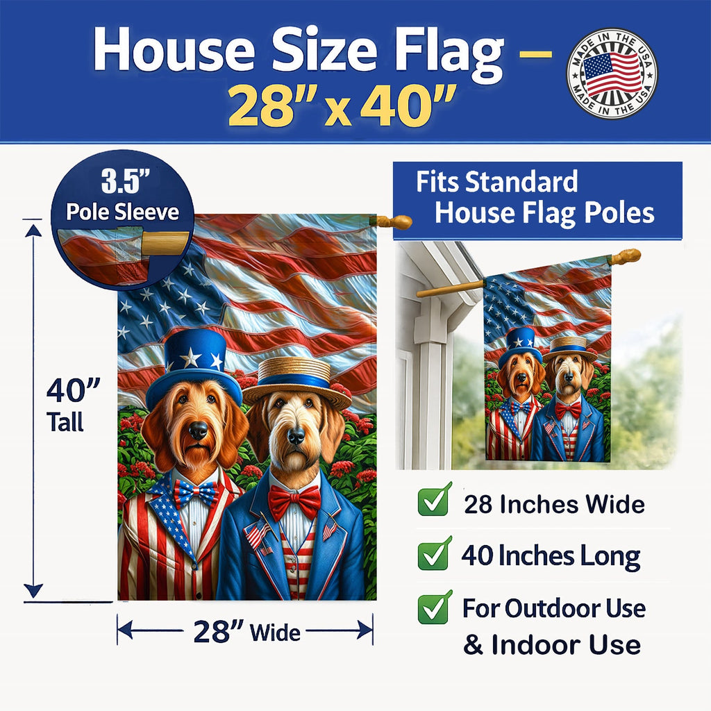 All American Otterhound House Flag 28x40 Porch Sleeve Pole Decorative Outside Yard Banner Artwork Wall Hanging, Polyester