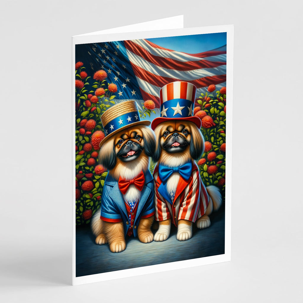 All American Pekingese Greeting Cards Pack of 8 Blank Cards with Envelopes Whimsical A7 Size 5x7