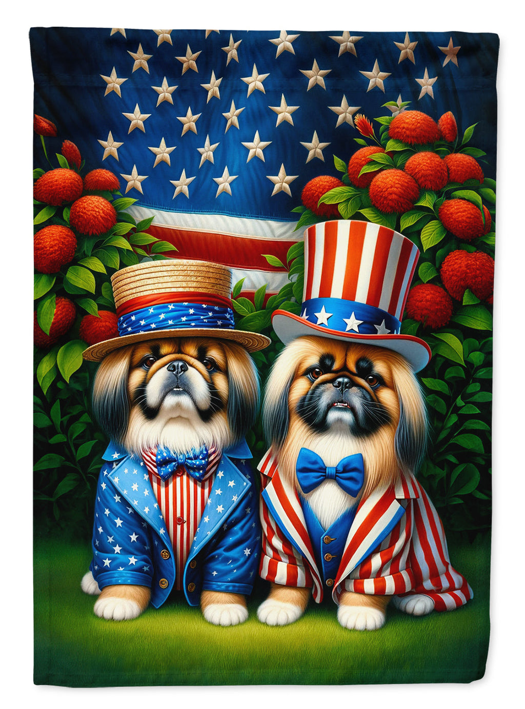 All American Pekingese House Flag 28x40 Porch Sleeve Pole Decorative Outside Yard Banner Artwork Wall Hanging, Polyester