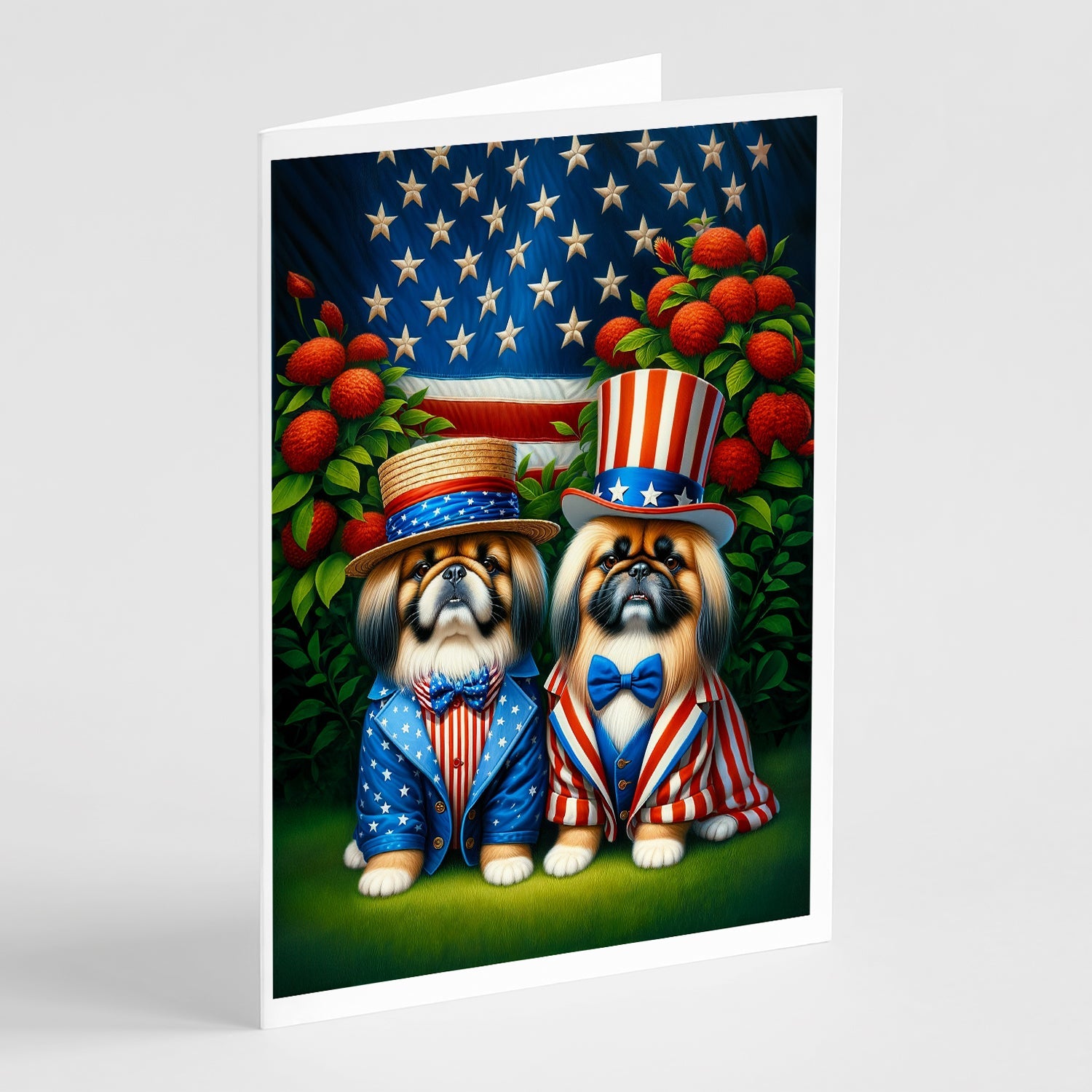 All American Pekingese Greeting Cards Pack of 8 Blank Cards with Envelopes Whimsical A7 Size 5x7