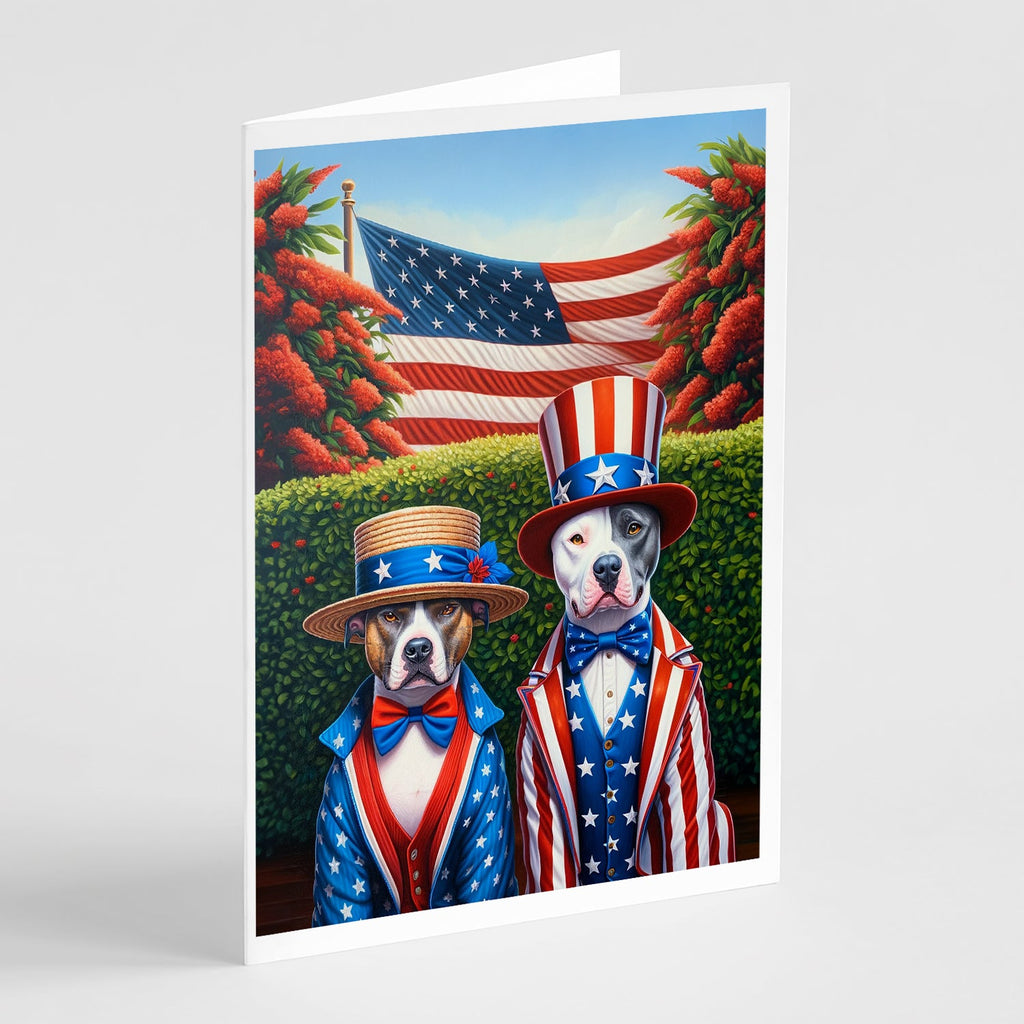 All American Pit Bull Terrier Greeting Cards Pack of 8 Blank Cards with Envelopes Whimsical A7 Size 5x7