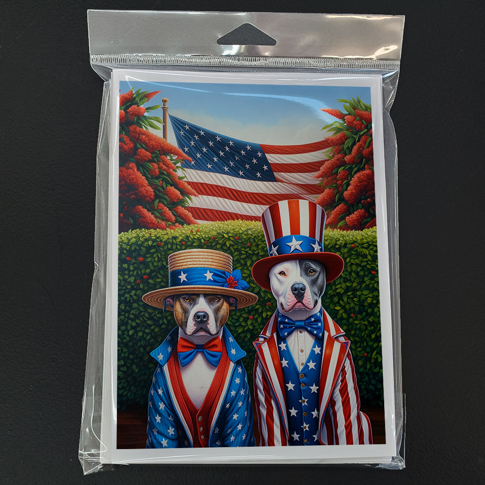 All American Pit Bull Terrier Greeting Cards Pack of 8 Blank Cards with Envelopes Whimsical A7 Size 5x7