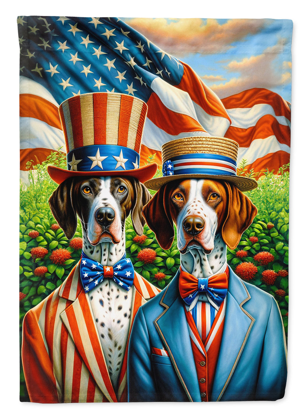 All American Pointer House Flag 28x40 Porch Sleeve Pole Decorative Outside Yard Banner Artwork Wall Hanging, Polyester