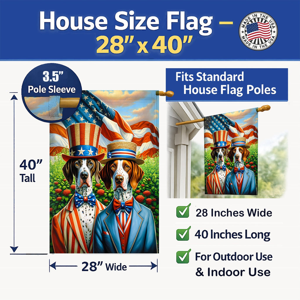 All American Pointer House Flag 28x40 Porch Sleeve Pole Decorative Outside Yard Banner Artwork Wall Hanging, Polyester