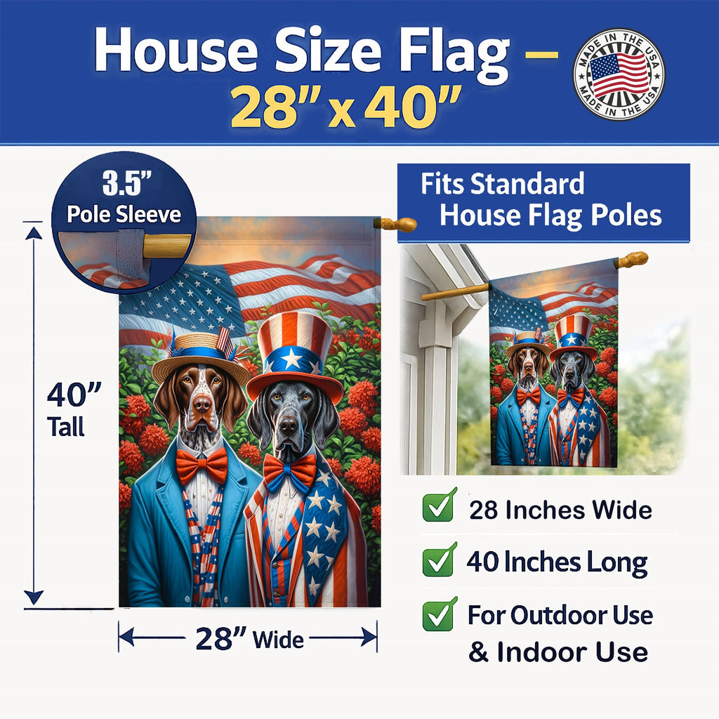 All American Pointer House Flag 28x40 Porch Sleeve Pole Decorative Outside Yard Banner Artwork Wall Hanging, Polyester