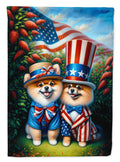 All American Pomeranian House Flag 28x40 Porch Sleeve Pole Decorative Outside Yard Banner Artwork Wall Hanging, Polyester