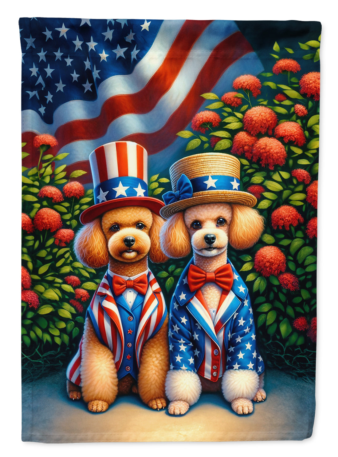 All American Poodle House Flag 28x40 Porch Sleeve Pole Decorative Outside Yard Banner Artwork Wall Hanging, Polyester