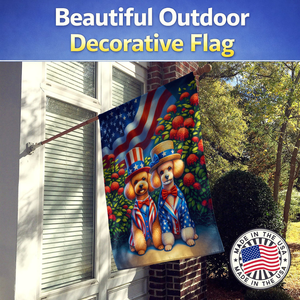 All American Poodle House Flag 28x40 Porch Sleeve Pole Decorative Outside Yard Banner Artwork Wall Hanging, Polyester