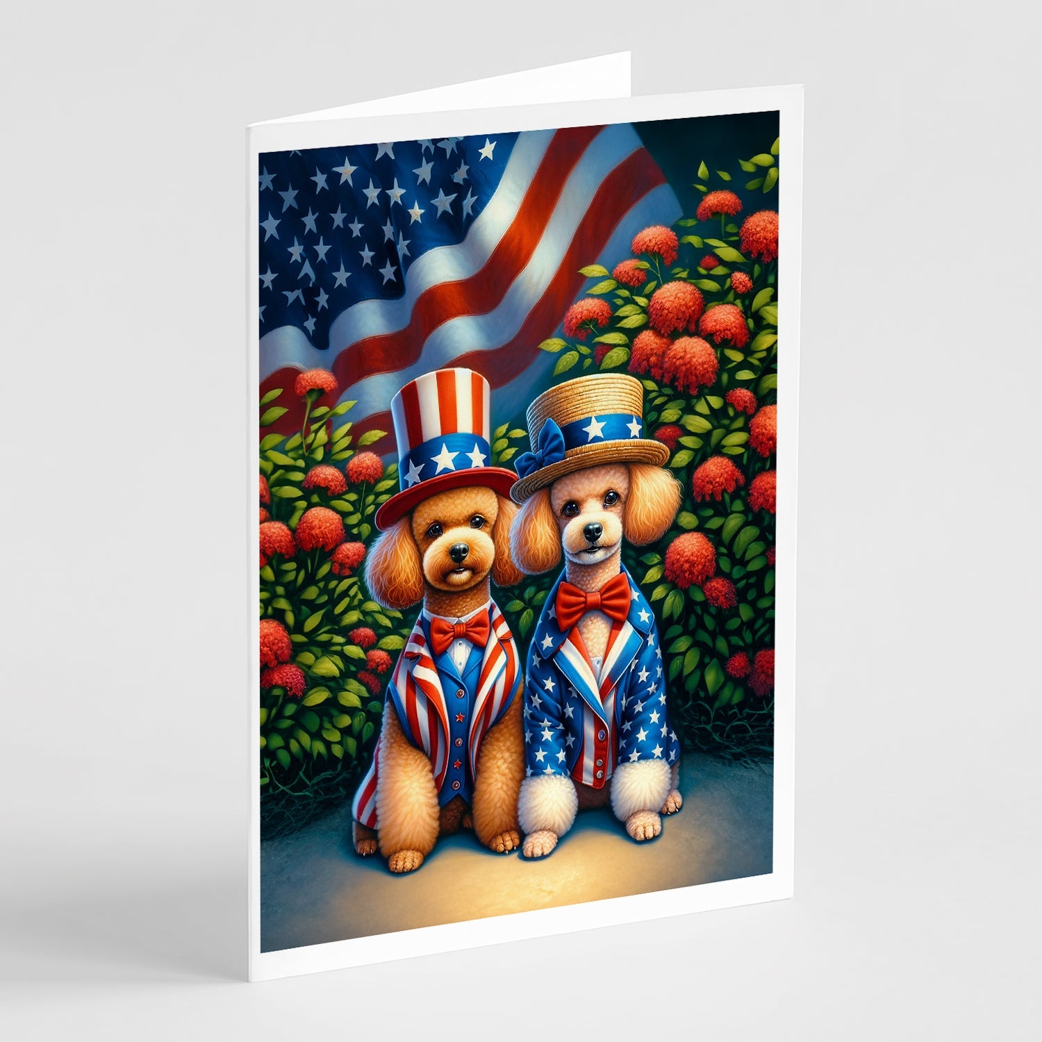 All American Poodle Greeting Cards Pack of 8 Blank Cards with Envelopes Whimsical A7 Size 5x7