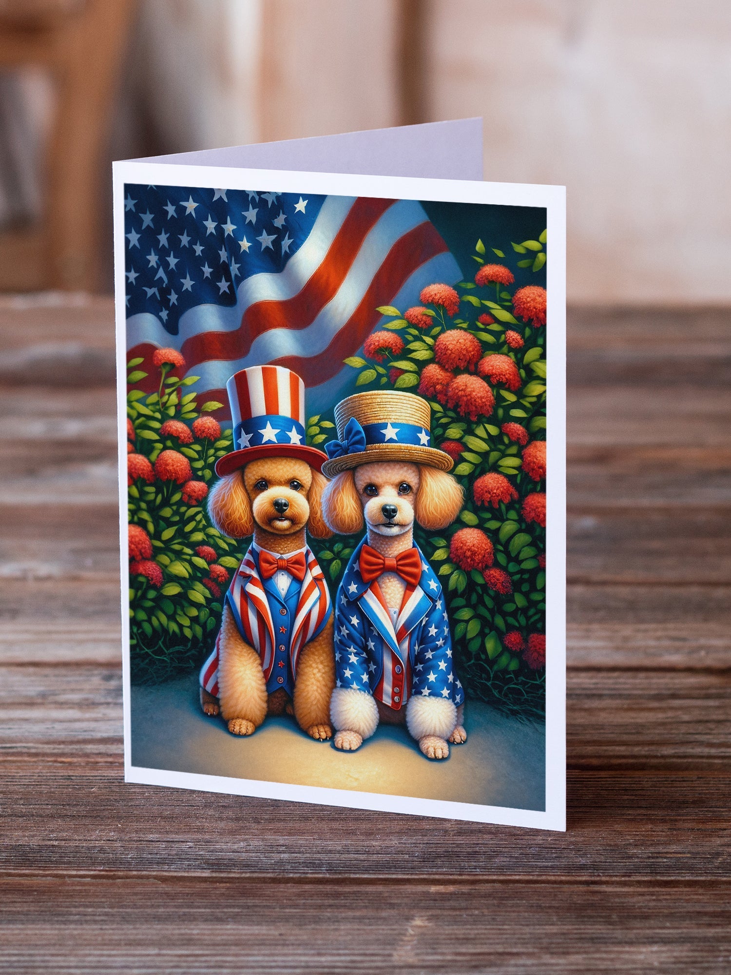 All American Poodle Greeting Cards Pack of 8 Blank Cards with Envelopes Whimsical A7 Size 5x7