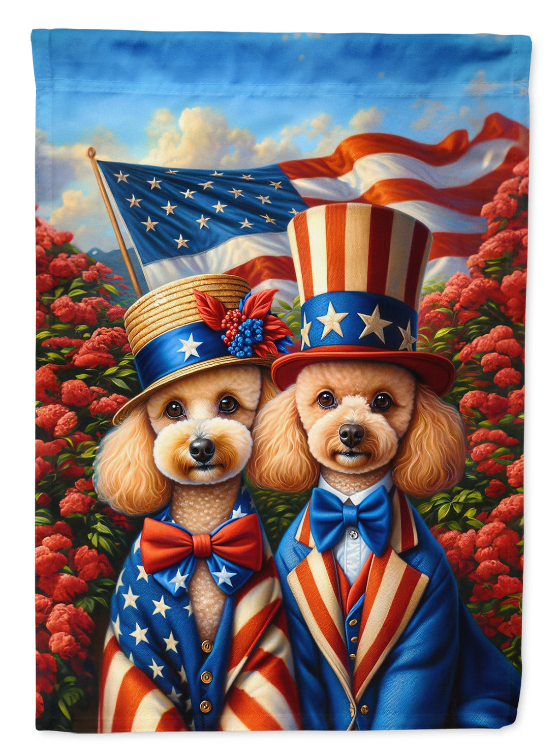 All American Poodle House Flag 28x40 Porch Sleeve Pole Decorative Outside Yard Banner Artwork Wall Hanging, Polyester