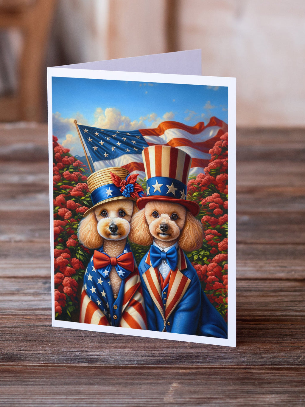 All American Poodle Greeting Cards Pack of 8 Blank Cards with Envelopes Whimsical A7 Size 5x7