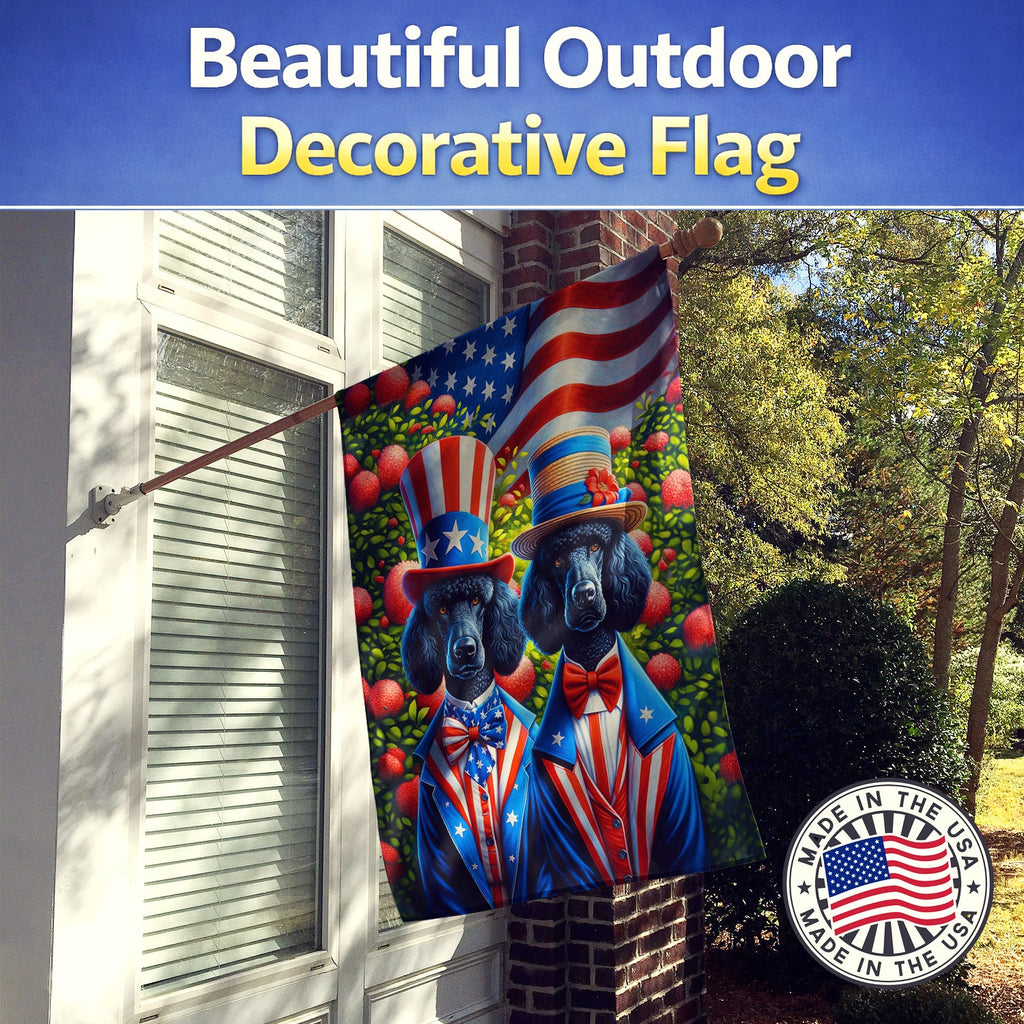 All American Poodle House Flag 28x40 Porch Sleeve Pole Decorative Outside Yard Banner Artwork Wall Hanging, Polyester