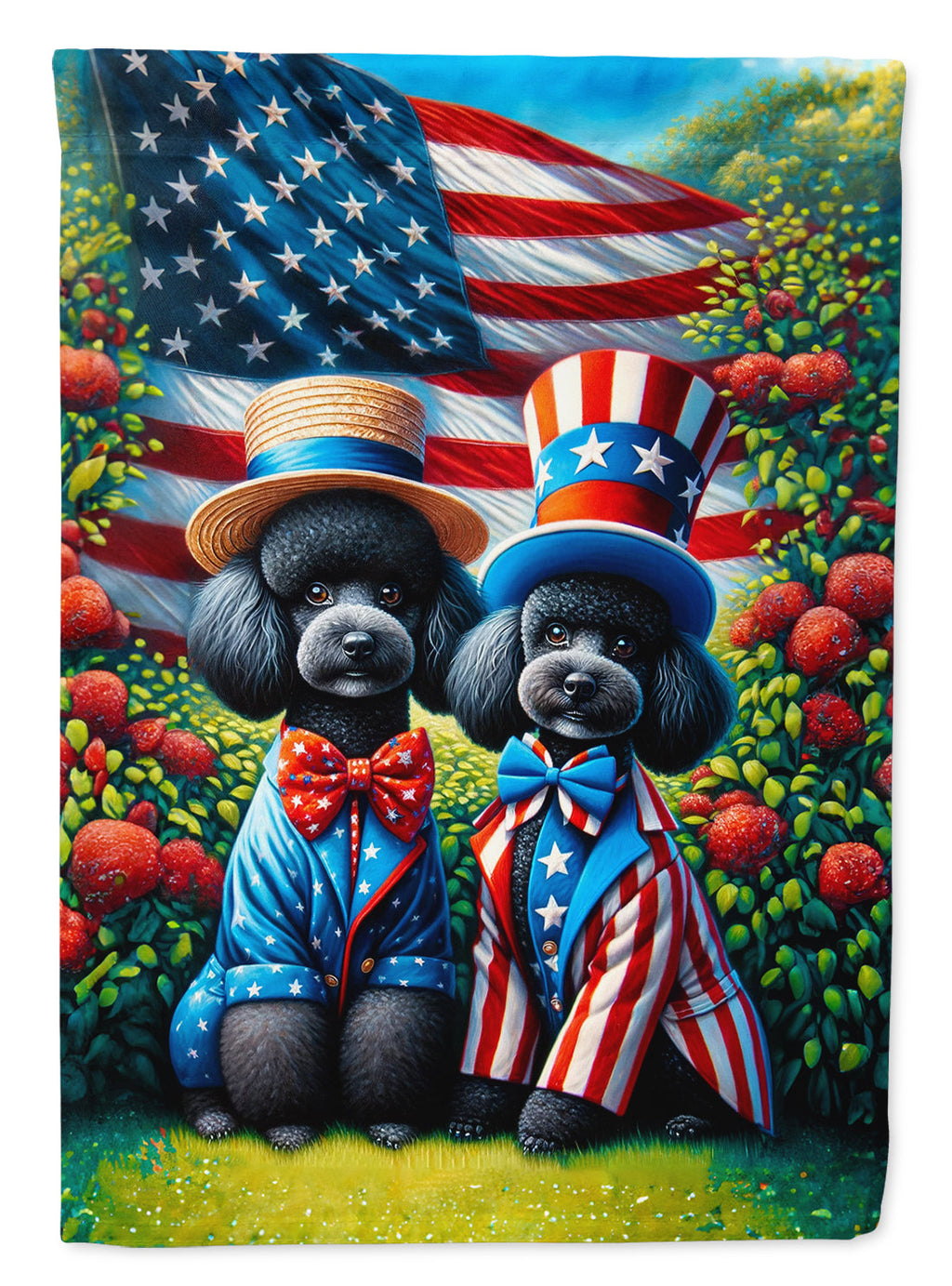 All American Poodle House Flag 28x40 Porch Sleeve Pole Decorative Outside Yard Banner Artwork Wall Hanging, Polyester