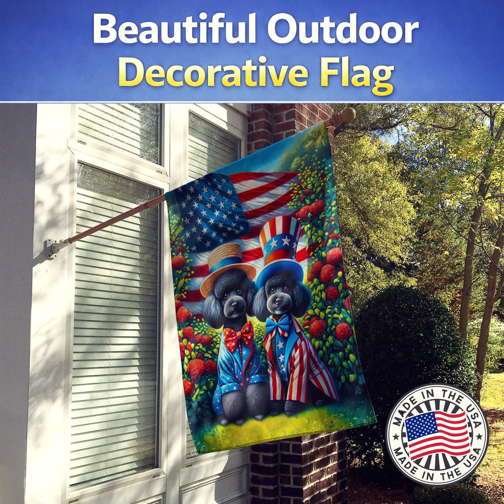 All American Poodle House Flag 28x40 Porch Sleeve Pole Decorative Outside Yard Banner Artwork Wall Hanging, Polyester
