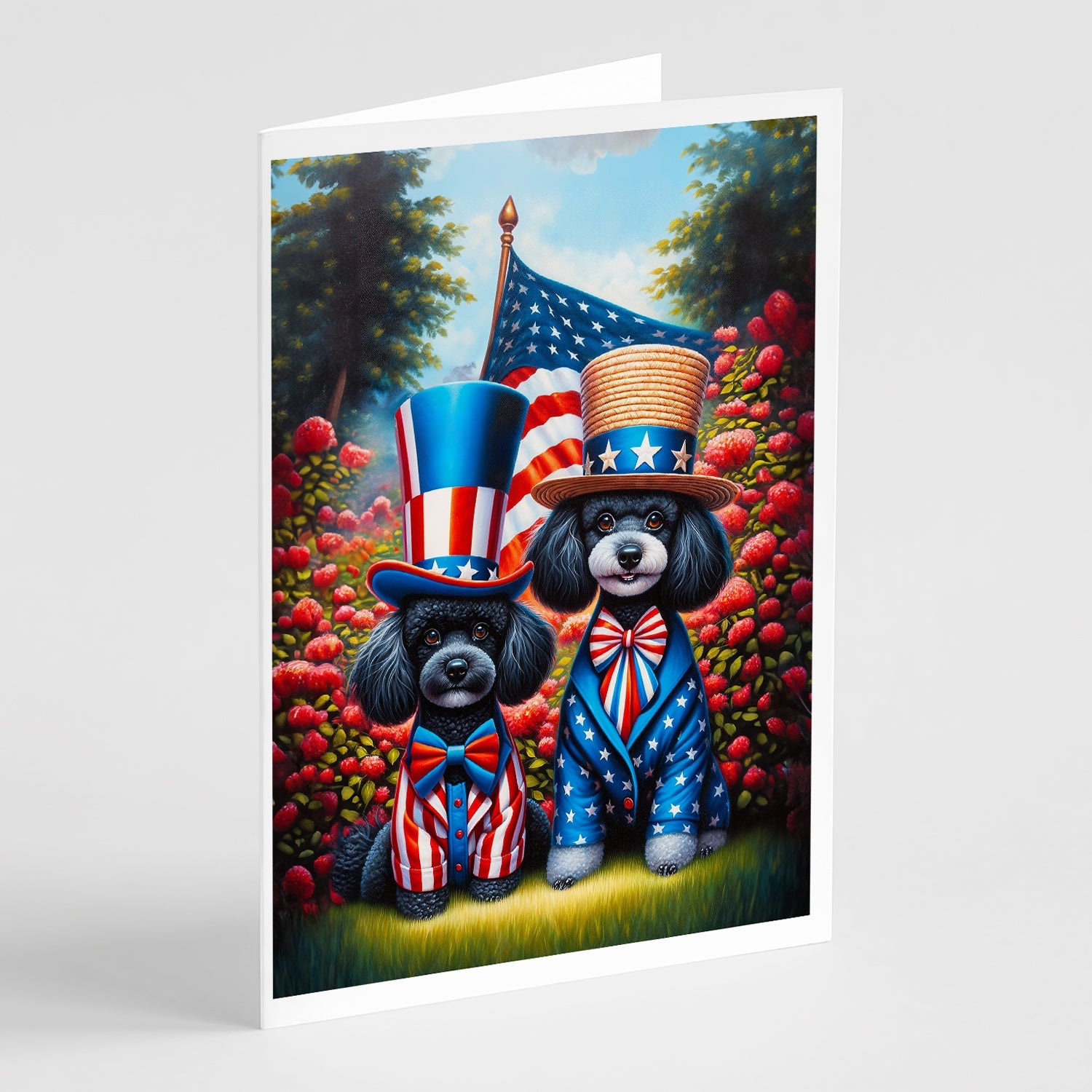 All American Poodle Greeting Cards Pack of 8 Blank Cards with Envelopes Whimsical A7 Size 5x7