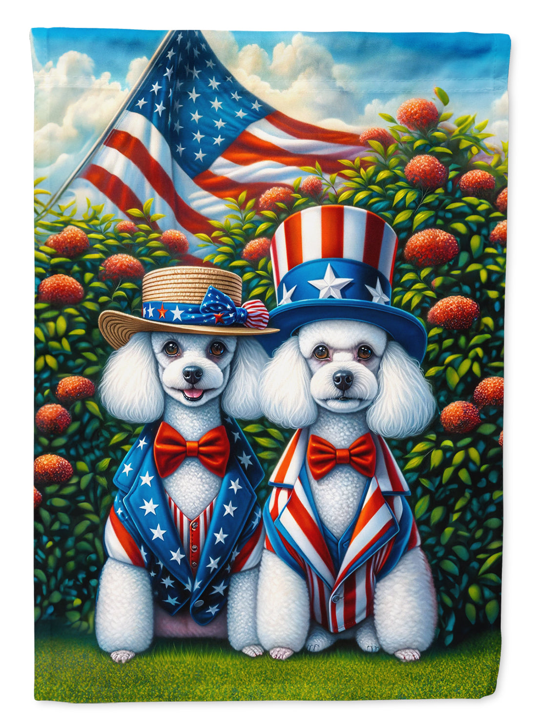 All American Poodle House Flag 28x40 Porch Sleeve Pole Decorative Outside Yard Banner Artwork Wall Hanging, Polyester