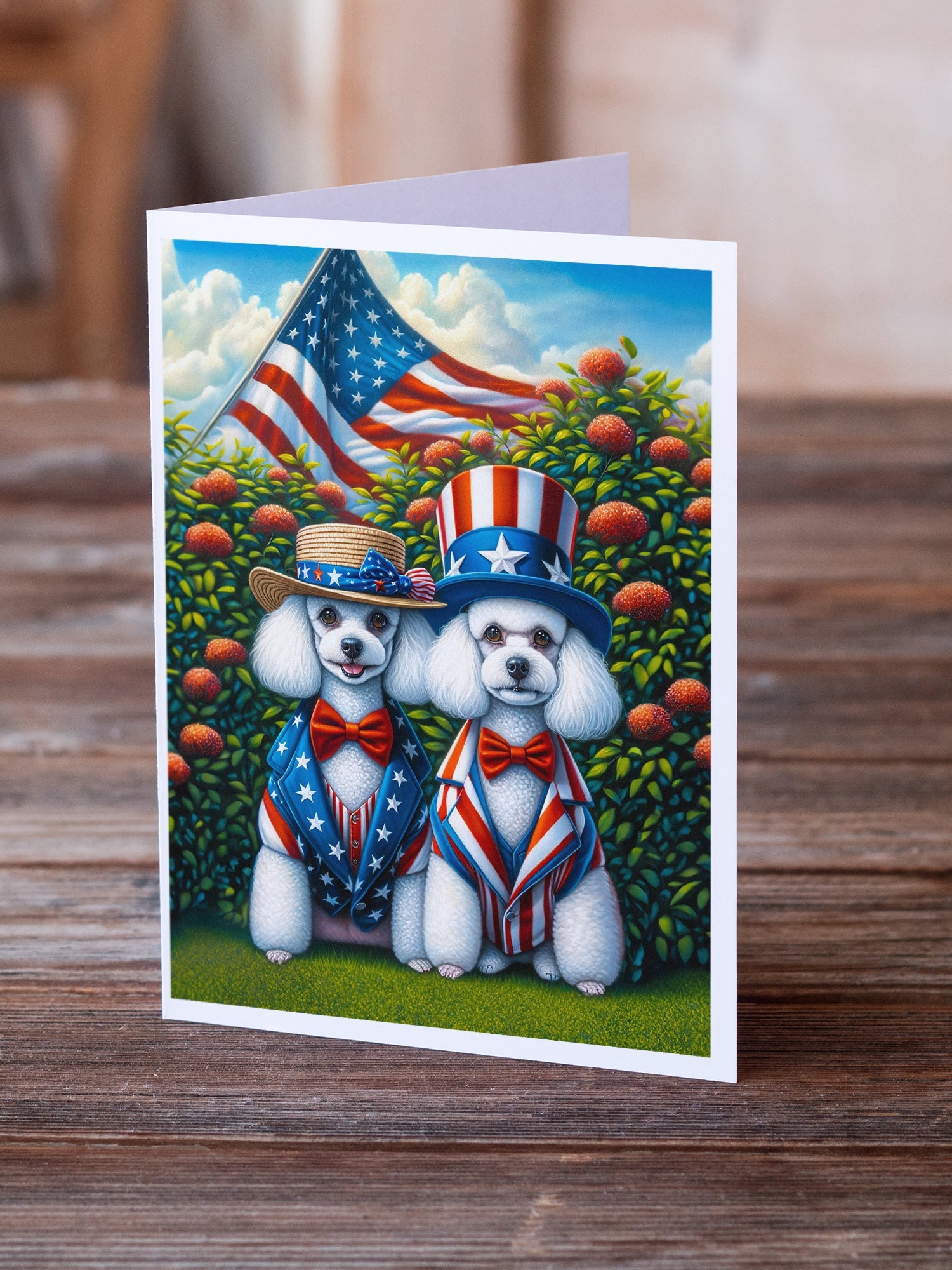 All American Poodle Greeting Cards Pack of 8 Blank Cards with Envelopes Whimsical A7 Size 5x7