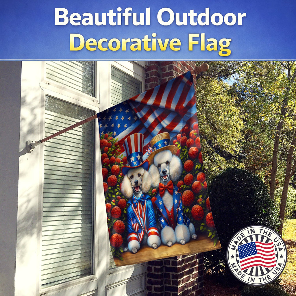 All American Poodle House Flag 28x40 Porch Sleeve Pole Decorative Outside Yard Banner Artwork Wall Hanging, Polyester