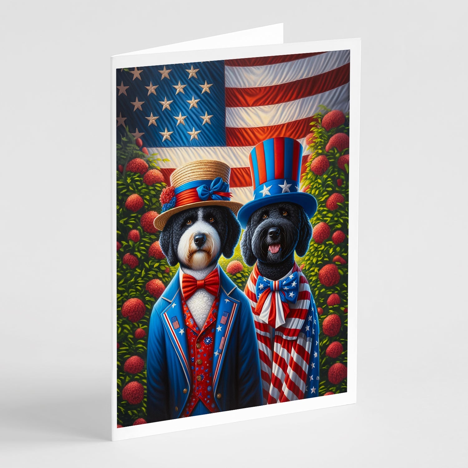 All American Portuguese Water Dog Greeting Cards Pack of 8 Blank Cards with Envelopes Whimsical A7 Size 5x7