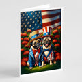 All American Pug Greeting Cards Pack of 8 Blank Cards with Envelopes Whimsical A7 Size 5x7