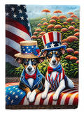 All American Rat Terrier House Flag 28x40 Porch Sleeve Pole Decorative Outside Yard Banner Artwork Wall Hanging, Polyester