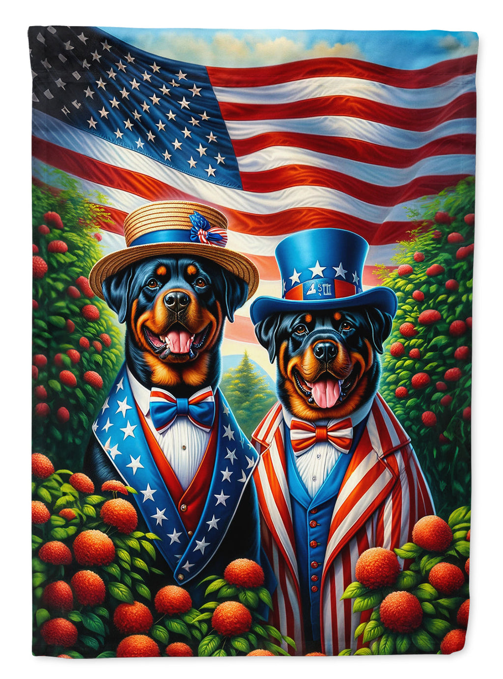 All American Rottweiler House Flag 28x40 Porch Sleeve Pole Decorative Outside Yard Banner Artwork Wall Hanging, Polyester