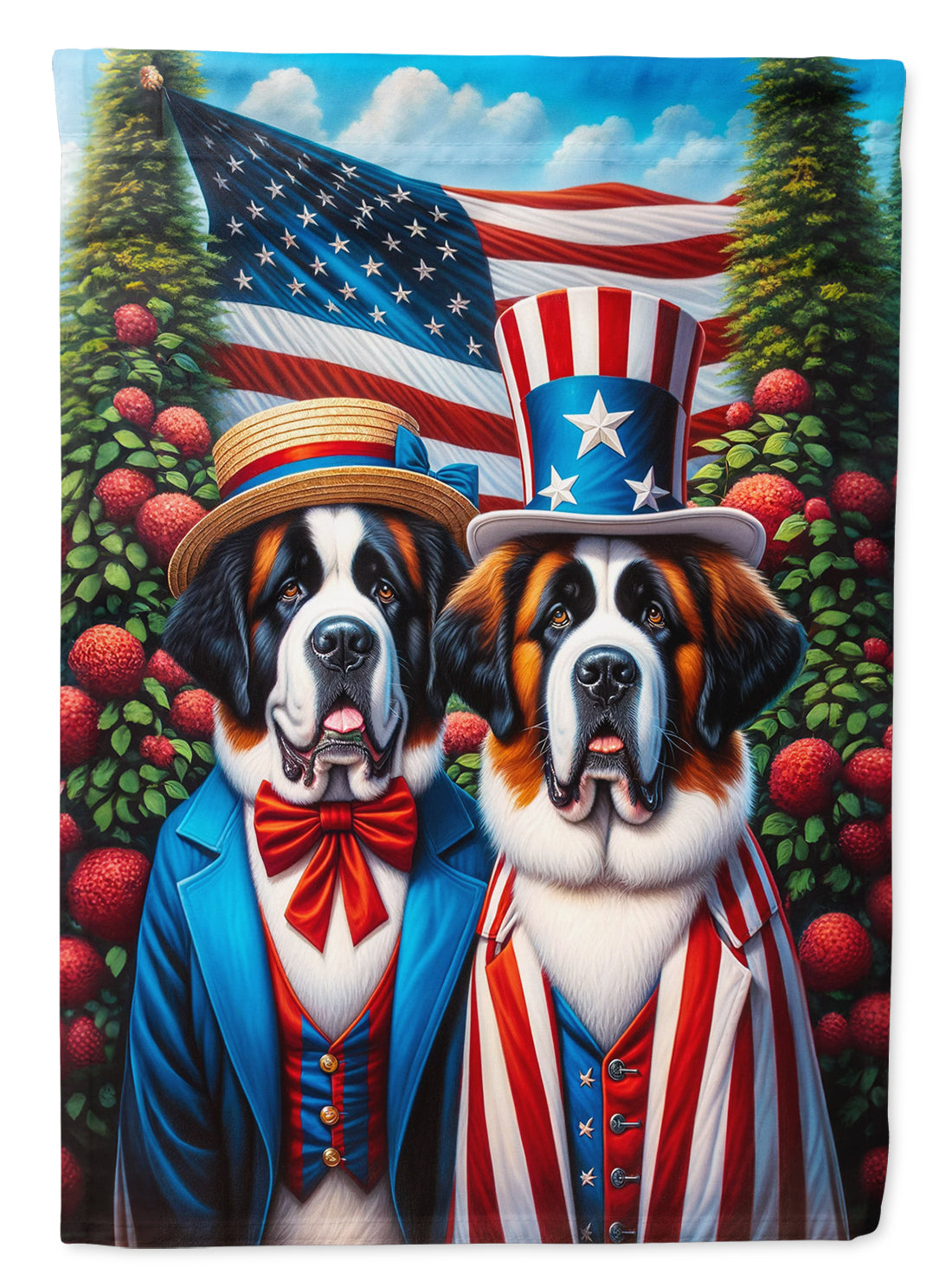 All American Saint Bernard House Flag 28x40 Porch Sleeve Pole Decorative Outside Yard Banner Artwork Wall Hanging, Polyester
